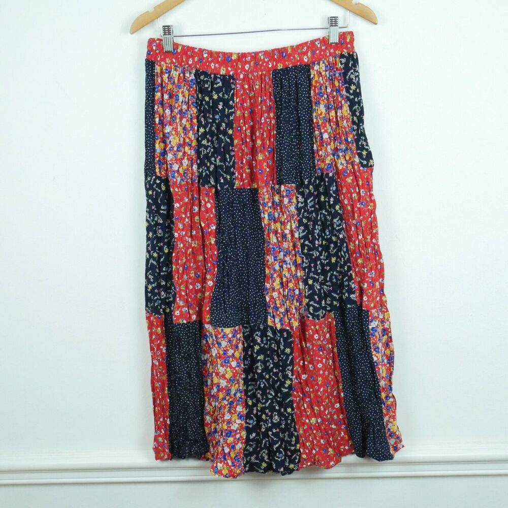 Vintage‎ P Large Skirt Midi Boho Patchwork Cottagecore Floral 90s Western Hippy